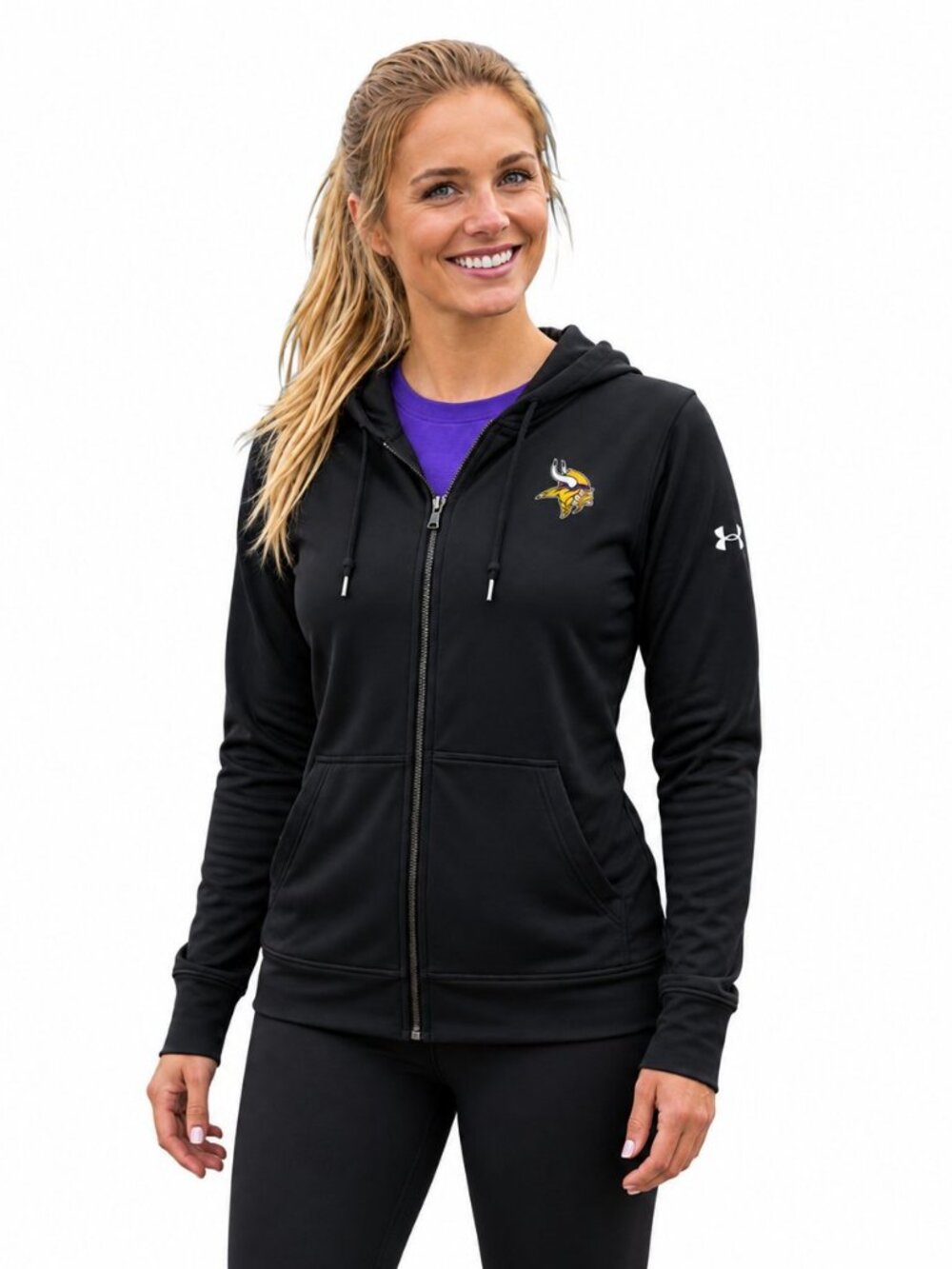 Under Armour Women's Minnesota Vikings ColdGear Combine Full Zip Hoodie Medium